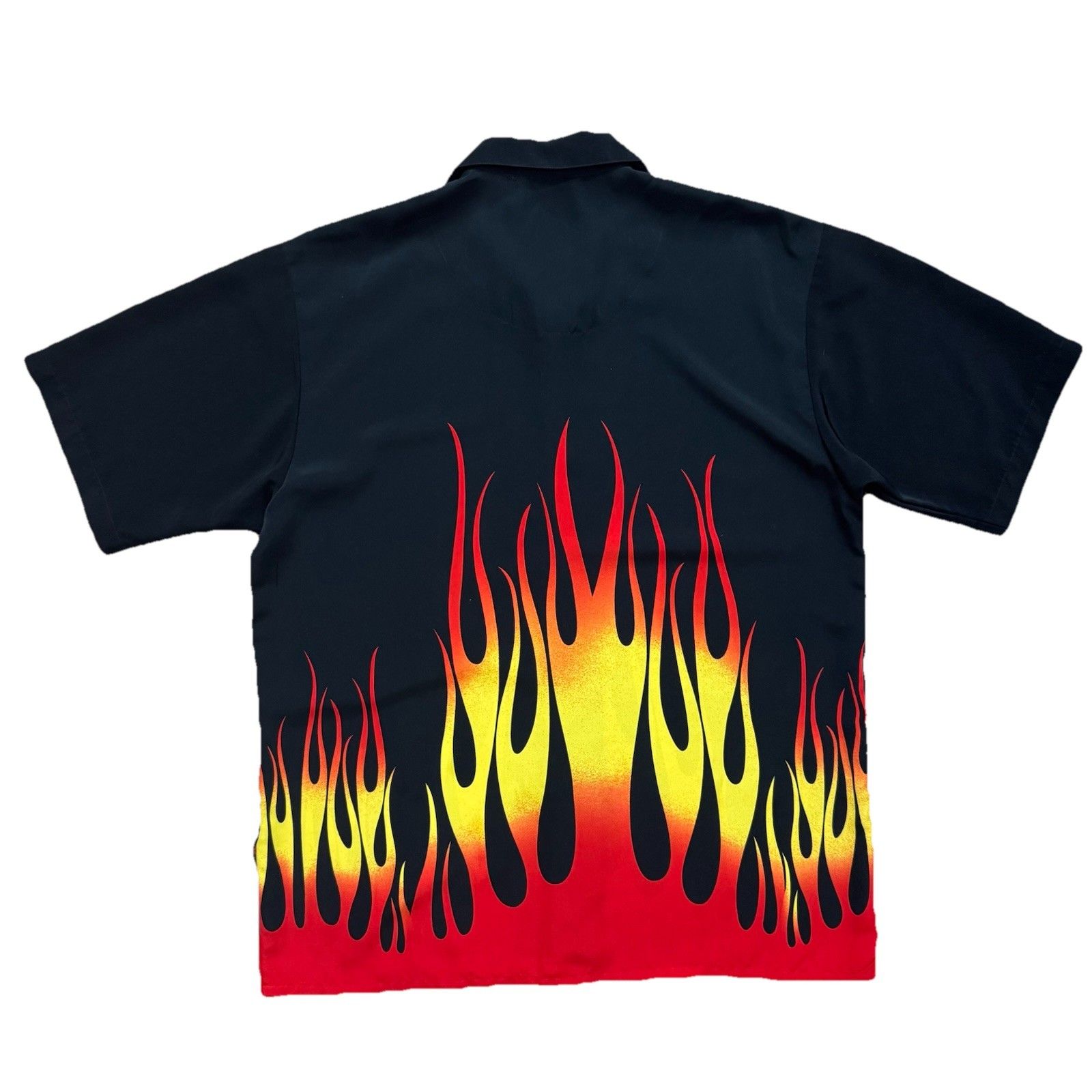 Dragonfly Flame Button Up Shirt Men’s Xl Black Red Yellow Y2k Biker Rockabilly — image 2 of 8
